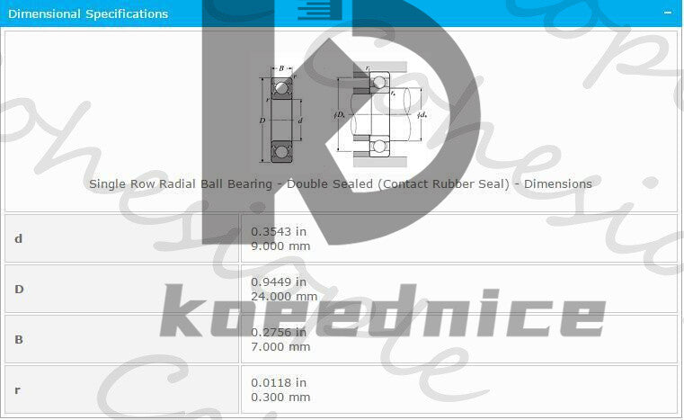 NTN 609LLU Deep Groove Ball Bearing 9x24x7mm /