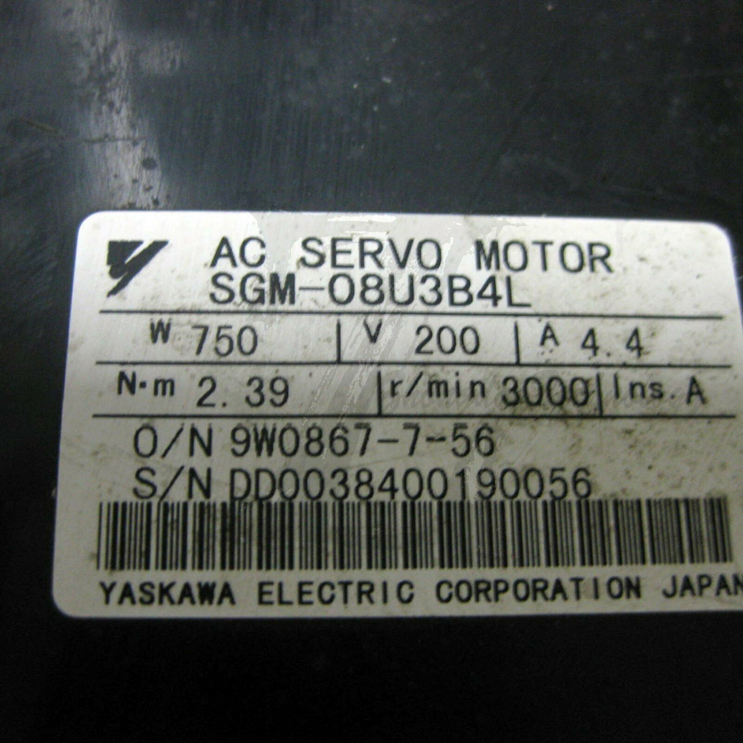 1PC Used Yaskawa SGM-08U3B4L Servo Motor Tested In Good Condition - YASKAWA