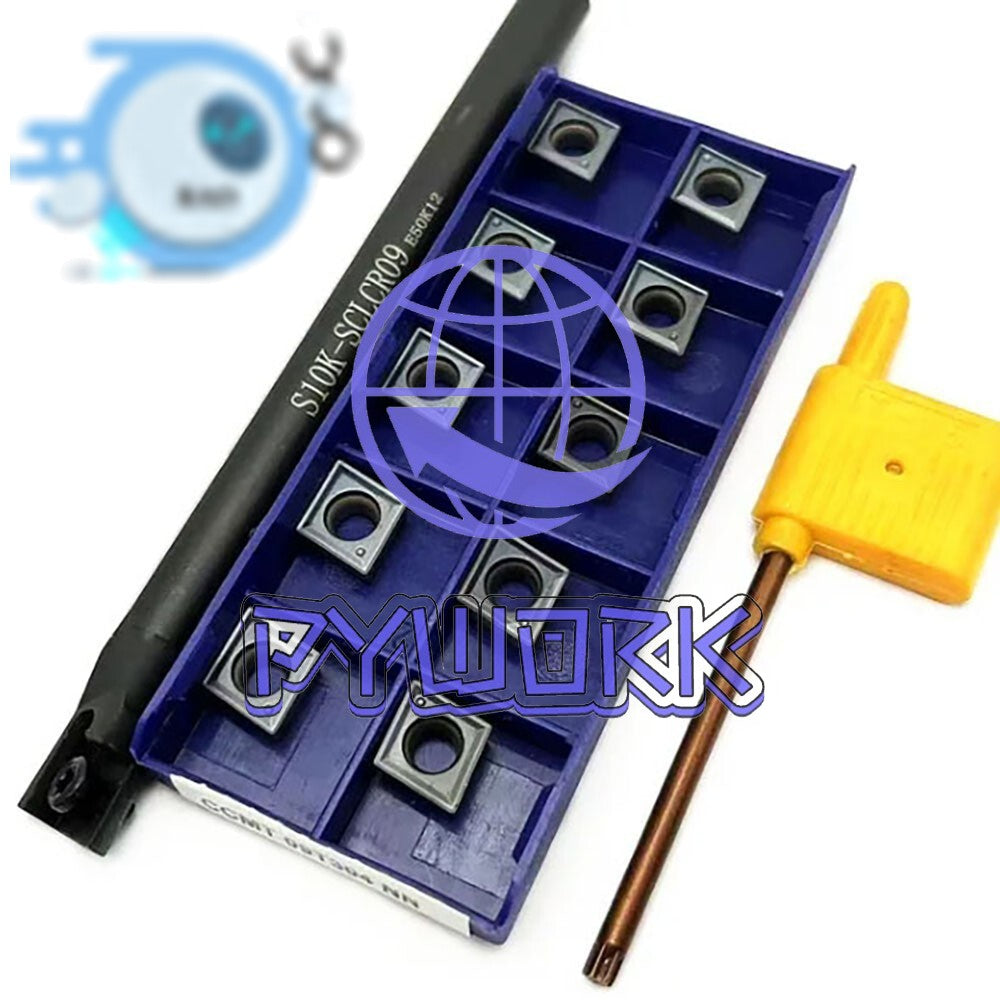 S10K-SCLCR09 CNC Lathe Turning Tool Holder + 10Pcs CCMT09T304 NN Carbide Inserts