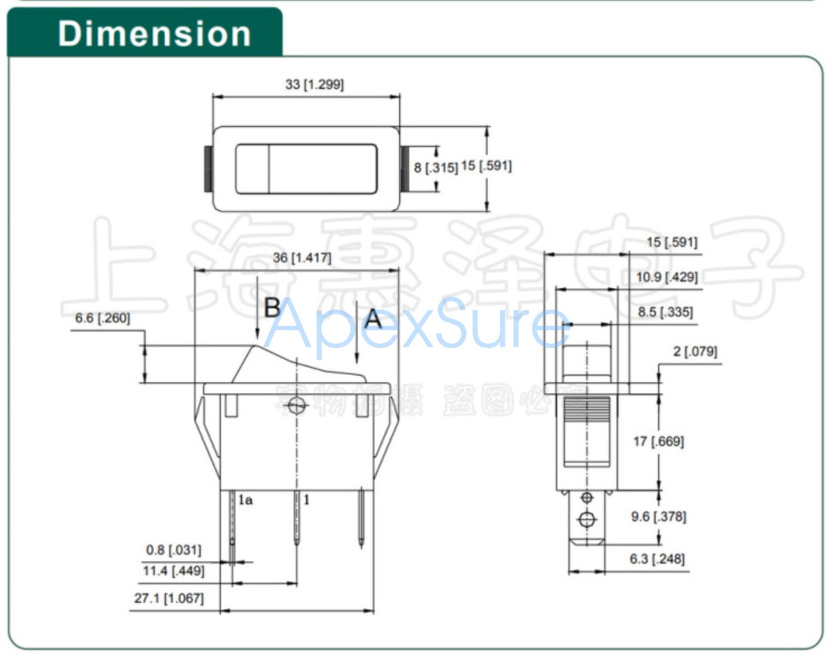 2PC LIGHT COUNTRY R4 Double Side Self-Reset Rocker Switch 3 Pins 16A250V 20A125V