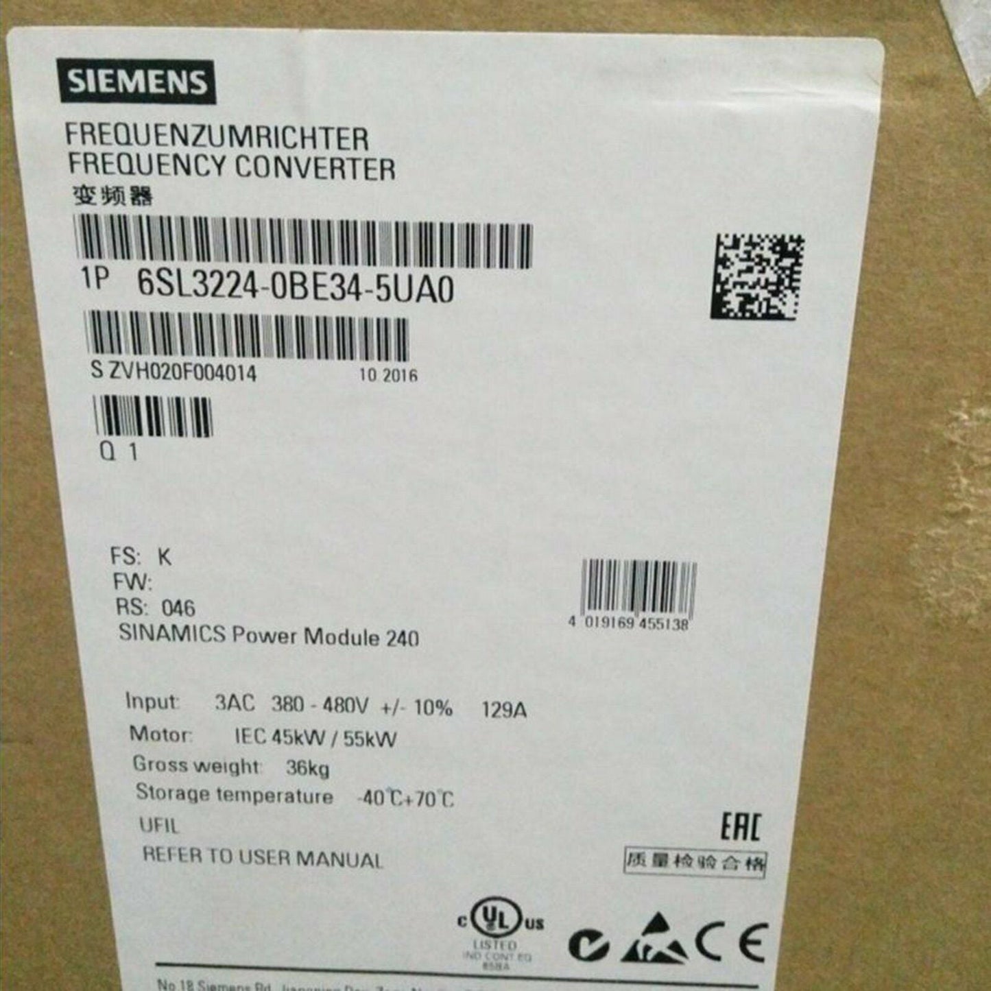 6SL3224-0BE34-5UA0 - SIEMENS