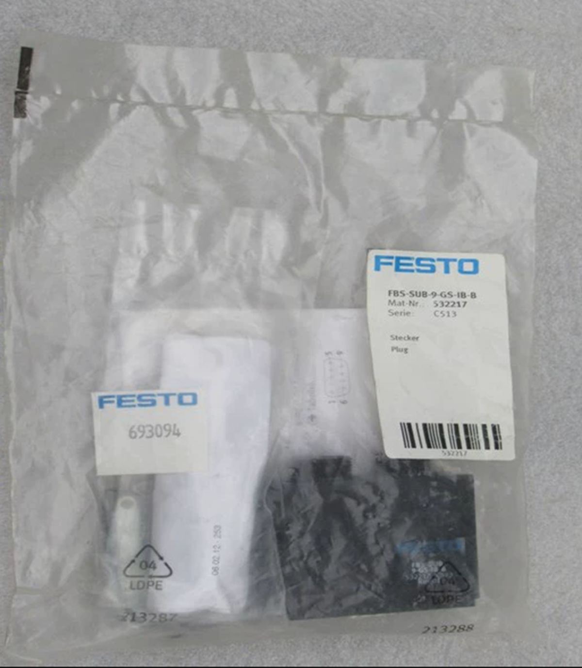 Festo FBS-SUB-9-GS-IB-B Plug Industrial Control Component with 24V DC Input and 1A Max Current - FESTO