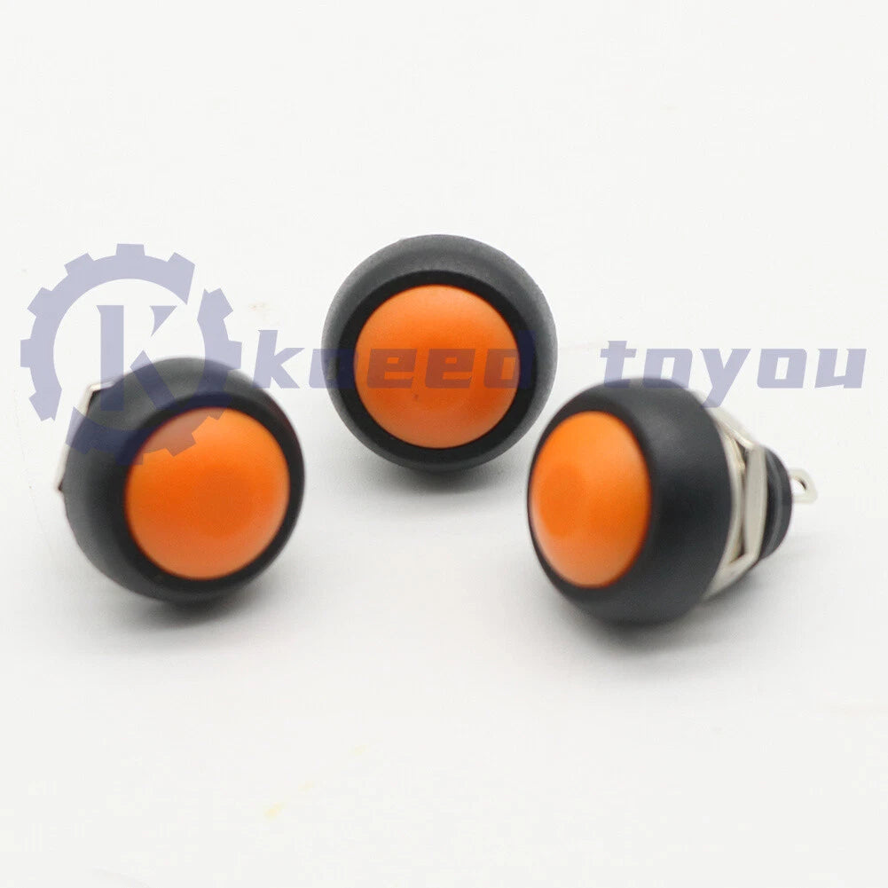 3Pcs orange 12mm Waterproof Momentary ON/OFF Push Button Mini Round Switch