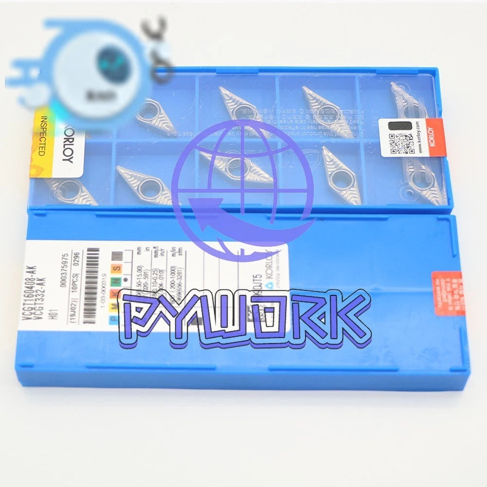 10PCS/BOX KORLOY VCGT160408-AK H01 Carbide Inserts CNC TOOL