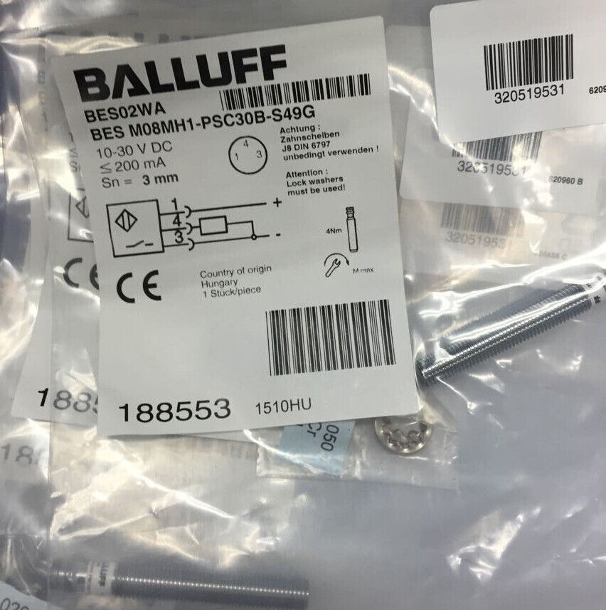 1PC BALLUFF BES M08MH1 PSC30B S49G Inductive Sensor Fast Ship - BALLUFF