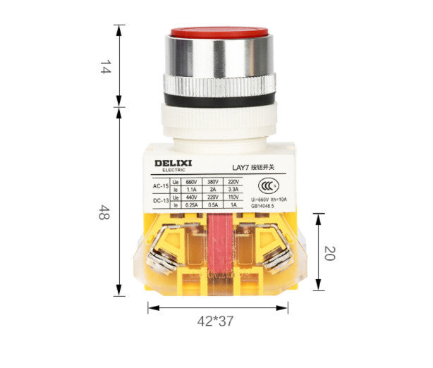 10PCS DELIXI LAY7-11BN LAY711BN 22MM LAY37 PUSHBUTTON SWITCHES 1NO+1NC