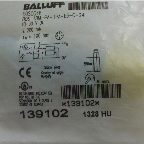 1PC BALLUFF Photoelectric Sensor BOS 18M-PA-1PA-E5-C-S4 - Fast Ship - BALLUFF