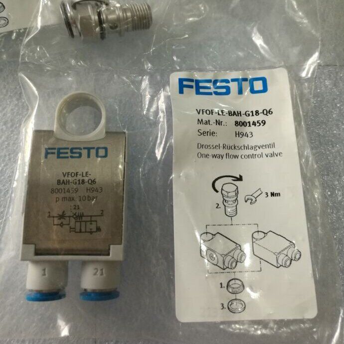 FESTO Throttle Valve VFOF-LE-BAH-G18-Q6 8001459 - FESTO