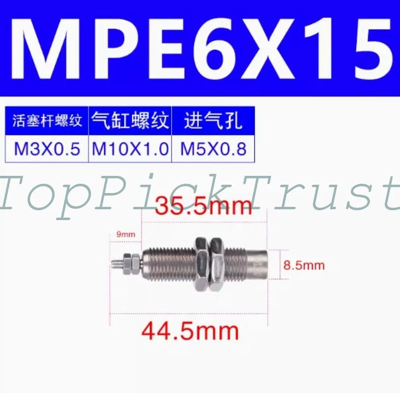 1pcs AirTAC MPE6X5 MPE6X10 MPE6X15 Threaded Needle Cylinder