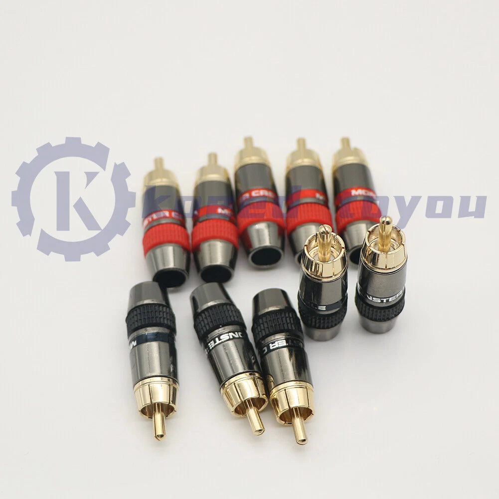 (5Pair) Gold-plated RCA Interconnects Cable Plug Connector