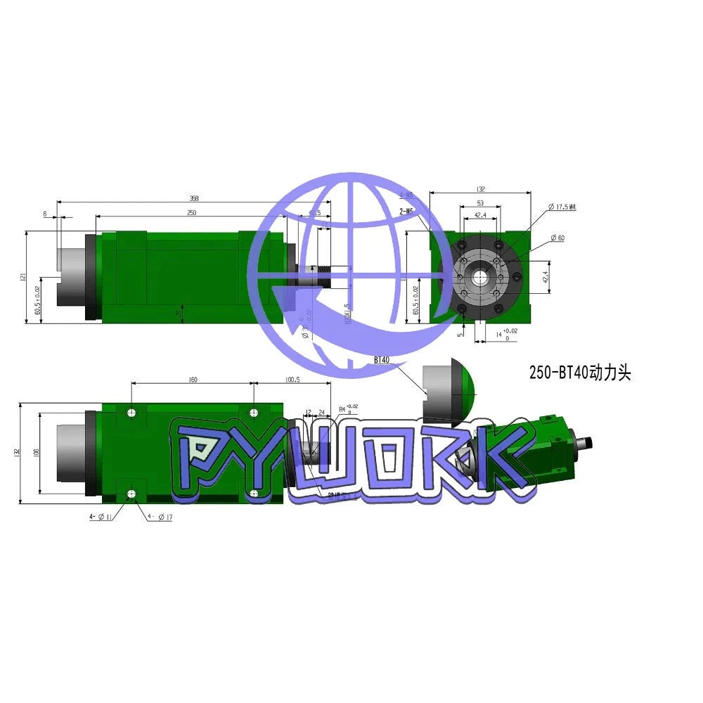 BT40 CNC Power Head Spindle Motor 6000RPM Drilling Milling Tapping Spindle Unit