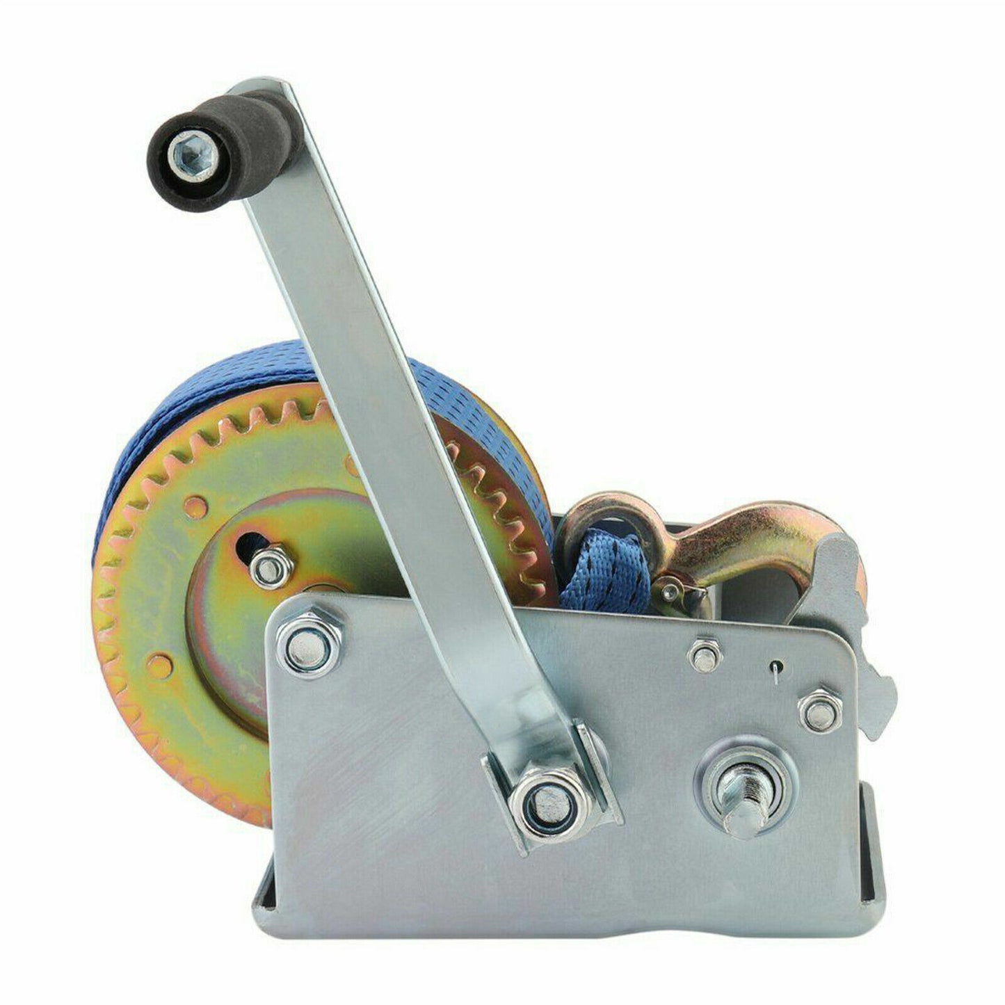 3200lbs Hand Winch polyester strap for Boat ATV Trailer RV Blue - YETI