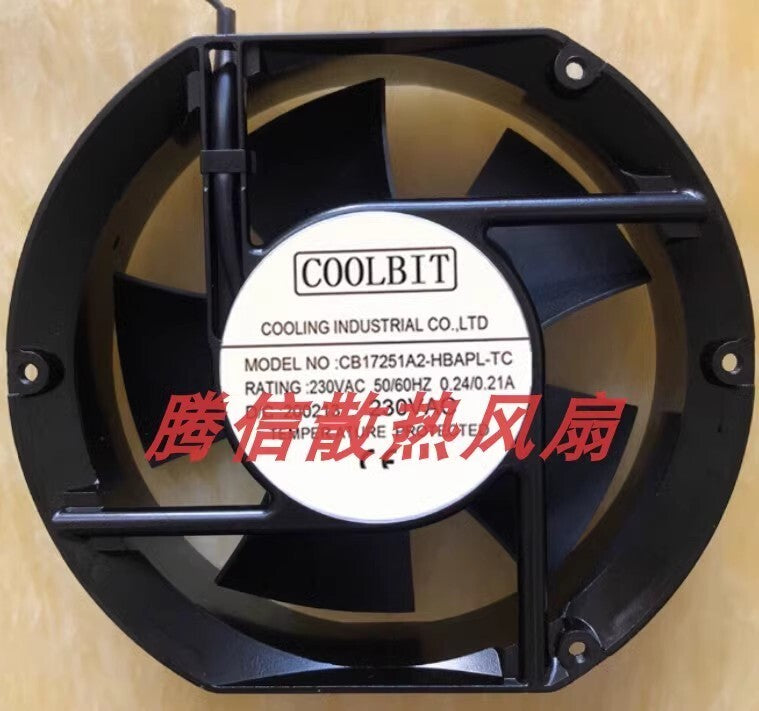COOLBIT CB17251A2-HBAPL-TC AC230V 0.24/0.21A Metal Cooling Fan