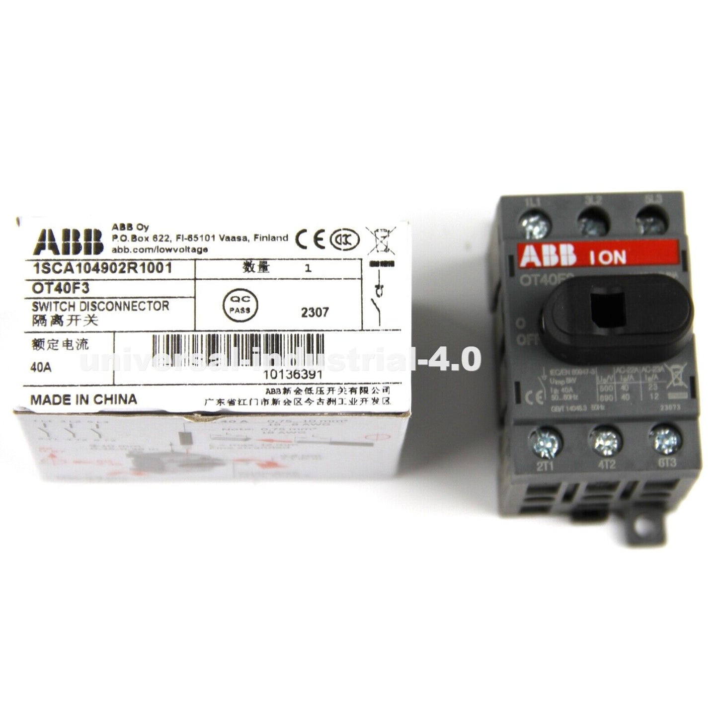 ABB OT40F3 3-Pole 40A 3-Phase Disconnect Switch - ABB