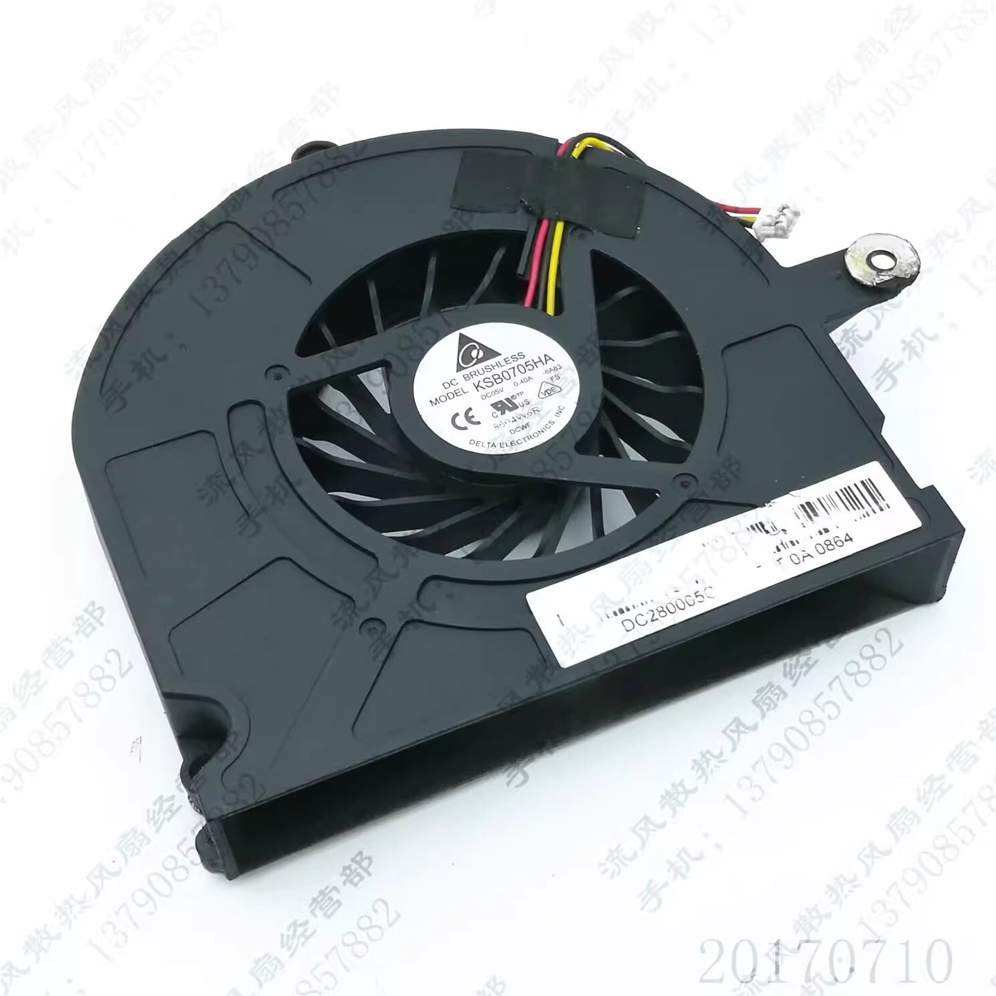 Delta KSB0705HA DC5V 0.40A 3-Pin Notebook CPU Cooling Fan