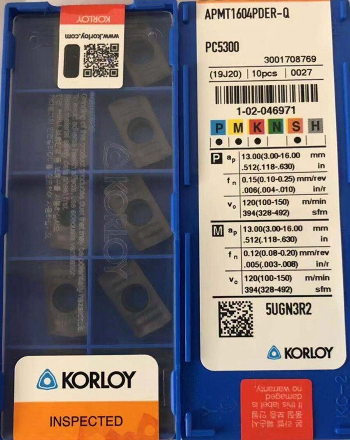 10PCS KORLOY APMT1604PDER-Q CNC Carbide Insert - KORLOY