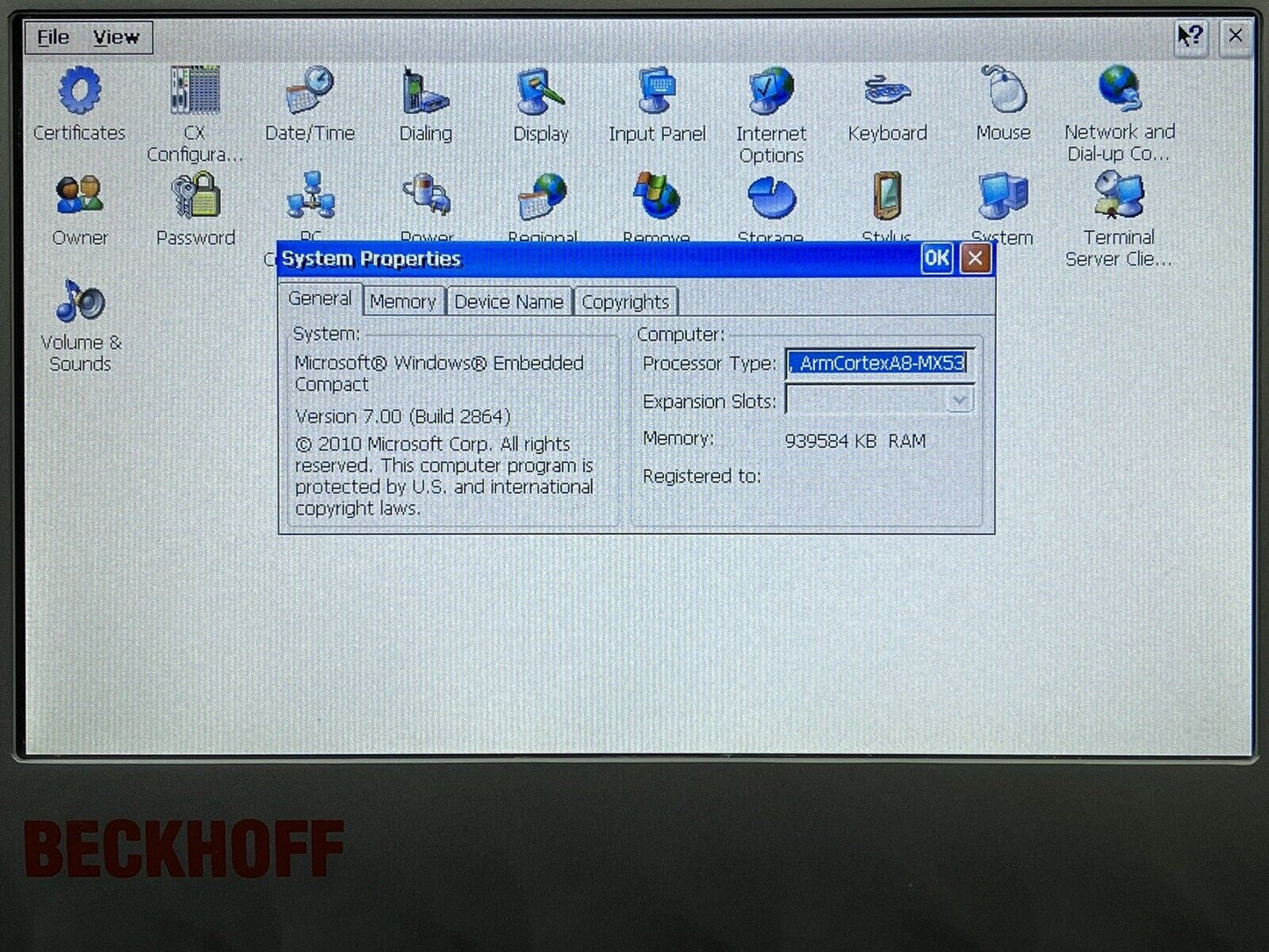 BECKHOFF CP6606-0001-0020 HMI BUILT-IN PANEL PC TOUCH SCREEN 7” 800X480 24V.DC - KOEED