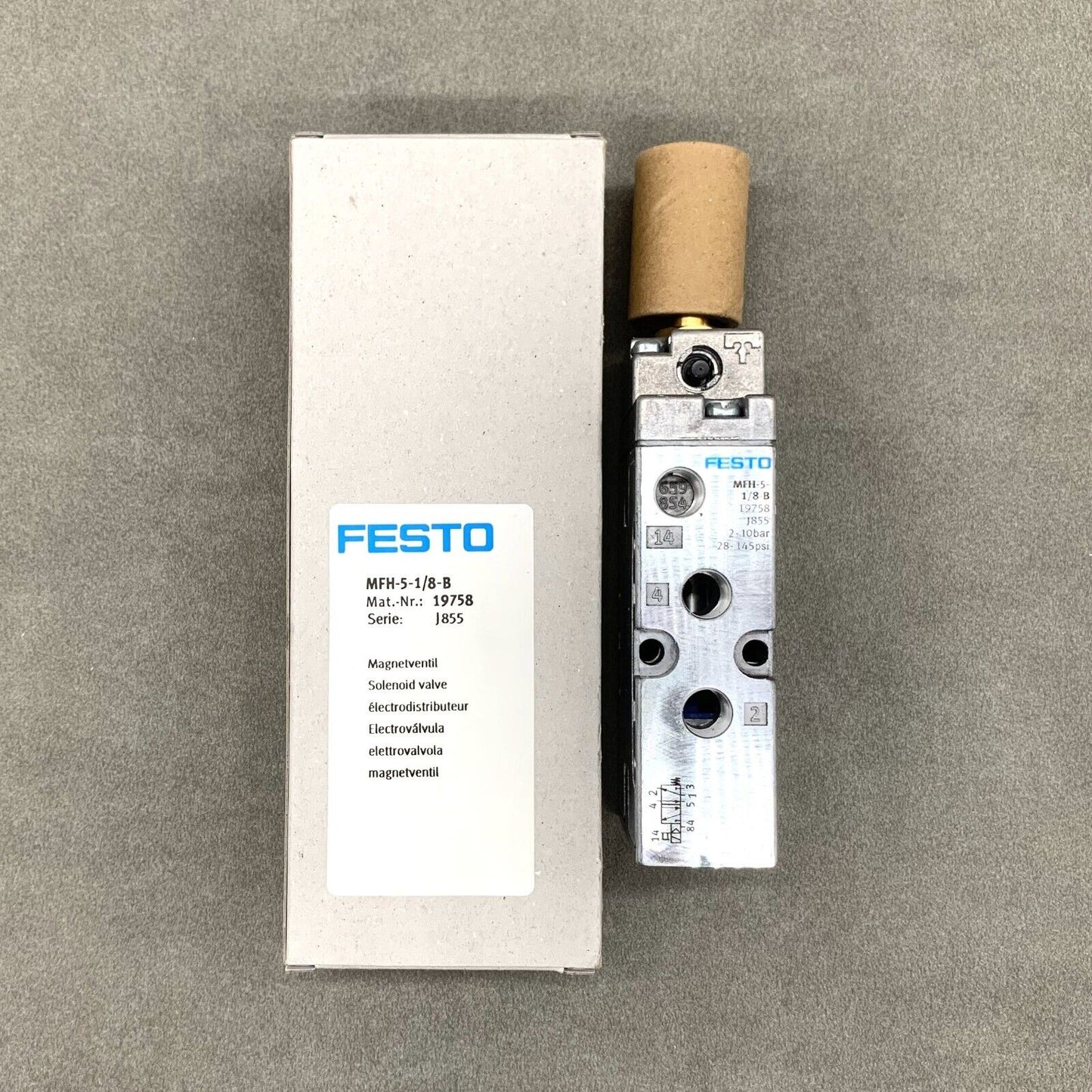 new In Box FESTO MFH-5-1/8-B 19758 Solenoid Valve - FESTO