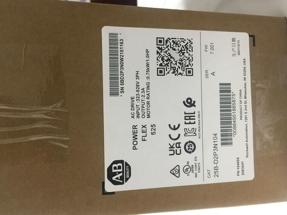 Allen-Bradley PowerFlex 525 AB VFD 0.75kW 1HP AC Drive - ALLEN-BRADLEY