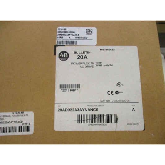 ABBott PowerFlex 70 AC Drive 22 A at 15 Hp 20A Spot Goods - ABBOTT