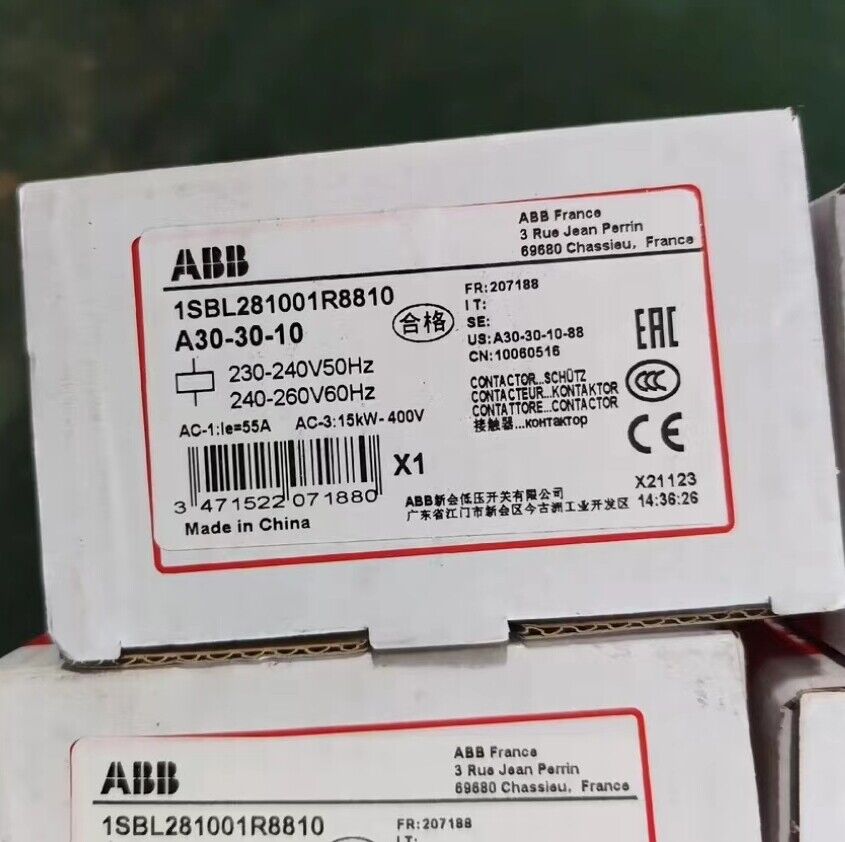new 1pc ABB A30-30-10 Contactor 230-240V50Hz 240-260V60Hz 1SBL281001R8810 - ABB