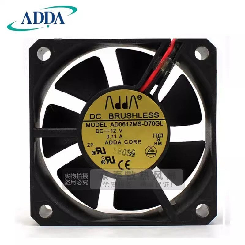 new ADDA AD0612MS-D70GL 6015 DC12V 0.11A 6CM 2-Wire Silent Cooling Fan