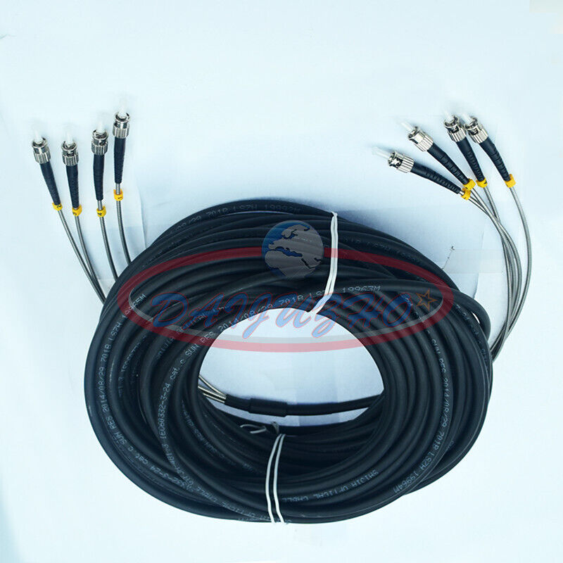 Used 50M Field Outdoor Fiber Patch Cord ST-ST 4 Strand 9/125 Single Mode - KOEED