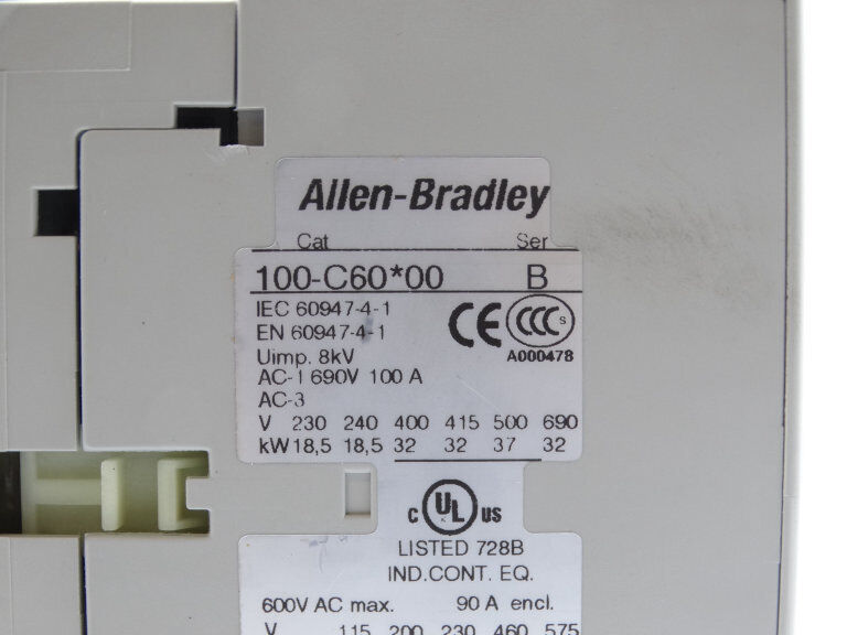 ALLEN BRADLEY 100-C60D00 SERIES B CONTACTOR - ALLEN BRADLEY