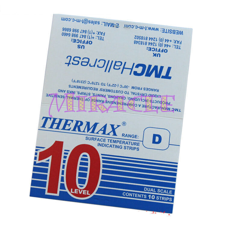 10 strips/pack 10 Level Range D 188-249°C/370-480℉ Temperature Label