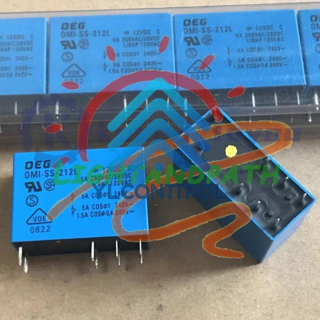 5Pcs OEG OMI-SS-212L 12VDC Power Relay 5A 250VAC 8 Pins