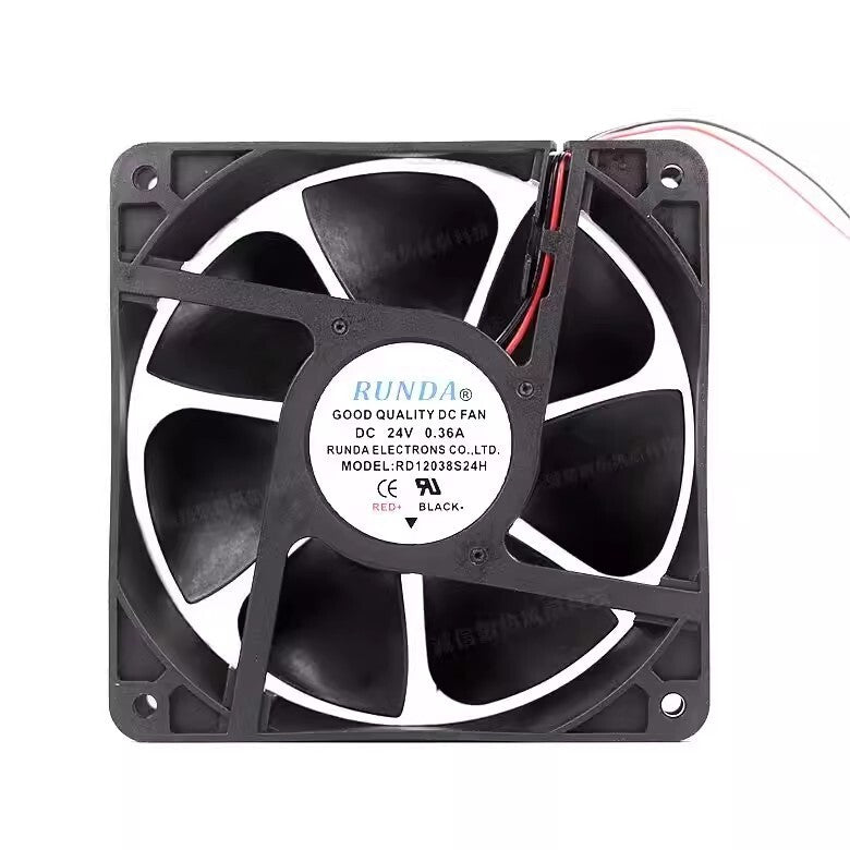 RUNDA RD12038S24H DC24V 0.36A 120*120*38MM 2-wire silent cooling fan