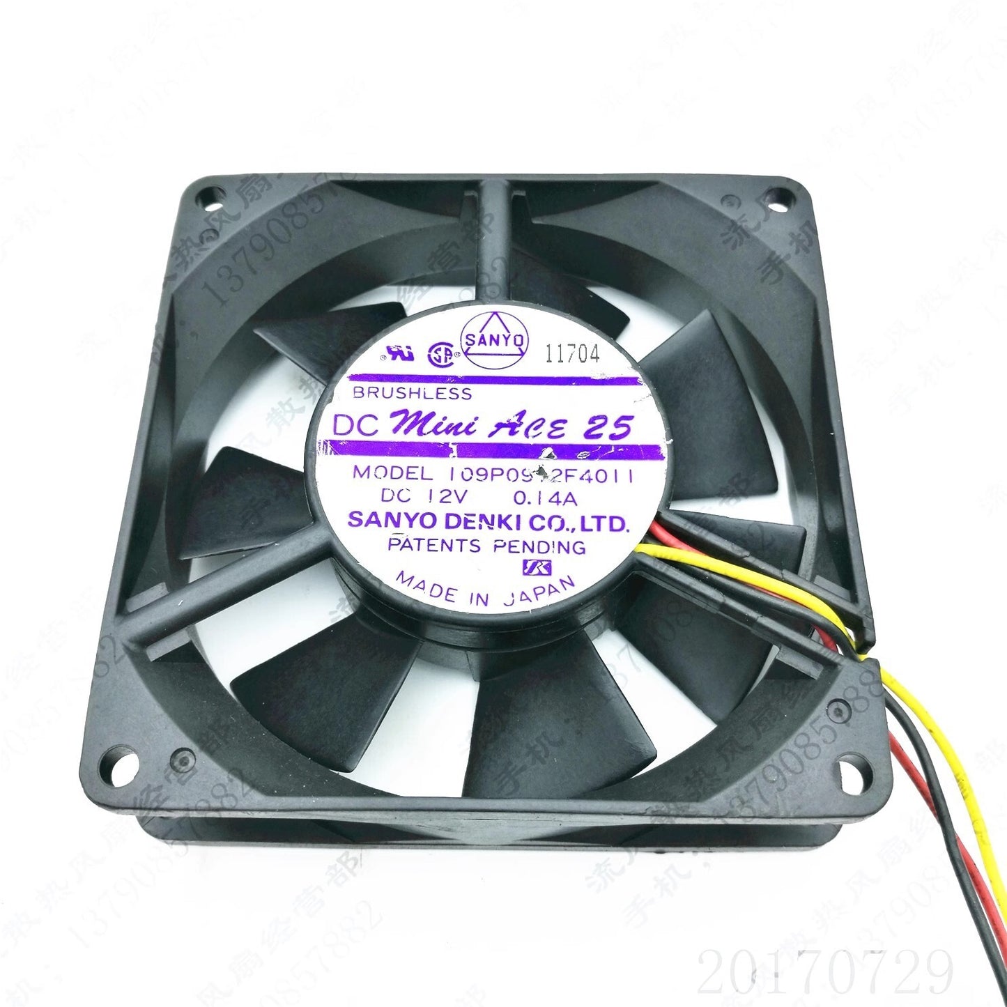 Sanyo 109P0912F4011 9025 DC12V 0.14A 9CM 3-Wire Cooling Fan