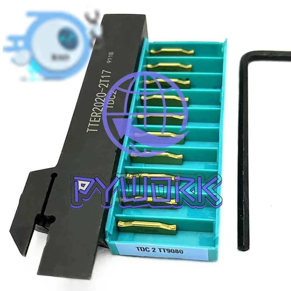 TTER2020-2T17 CNC Lathe Turning Tool Holder + 10Pcs TDC2 TT9080 Carbide Inserts