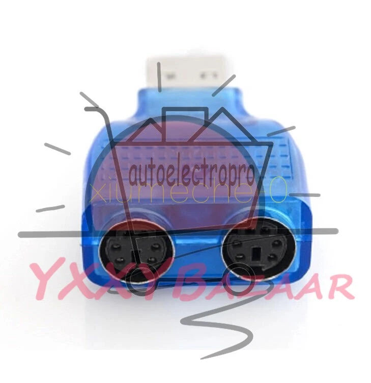 1PCS For PS/2 Mouse Keyboard USB To Dual 2 PS2 PS/2 Converter Adapter Blue