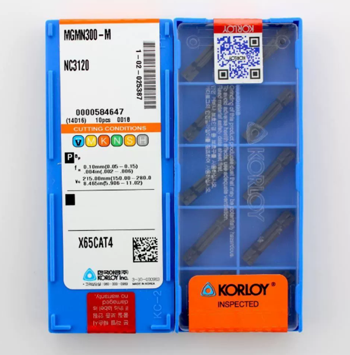 10PCS KORLOY MGMN300-M-NC3120 Grooving Insert - KORLOY
