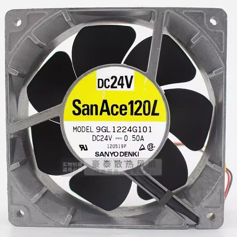 SANYO 9GL1224G101 12038 DC24V 0.50A 3-Wire Inverter Aluminum Frame Cooling Fan