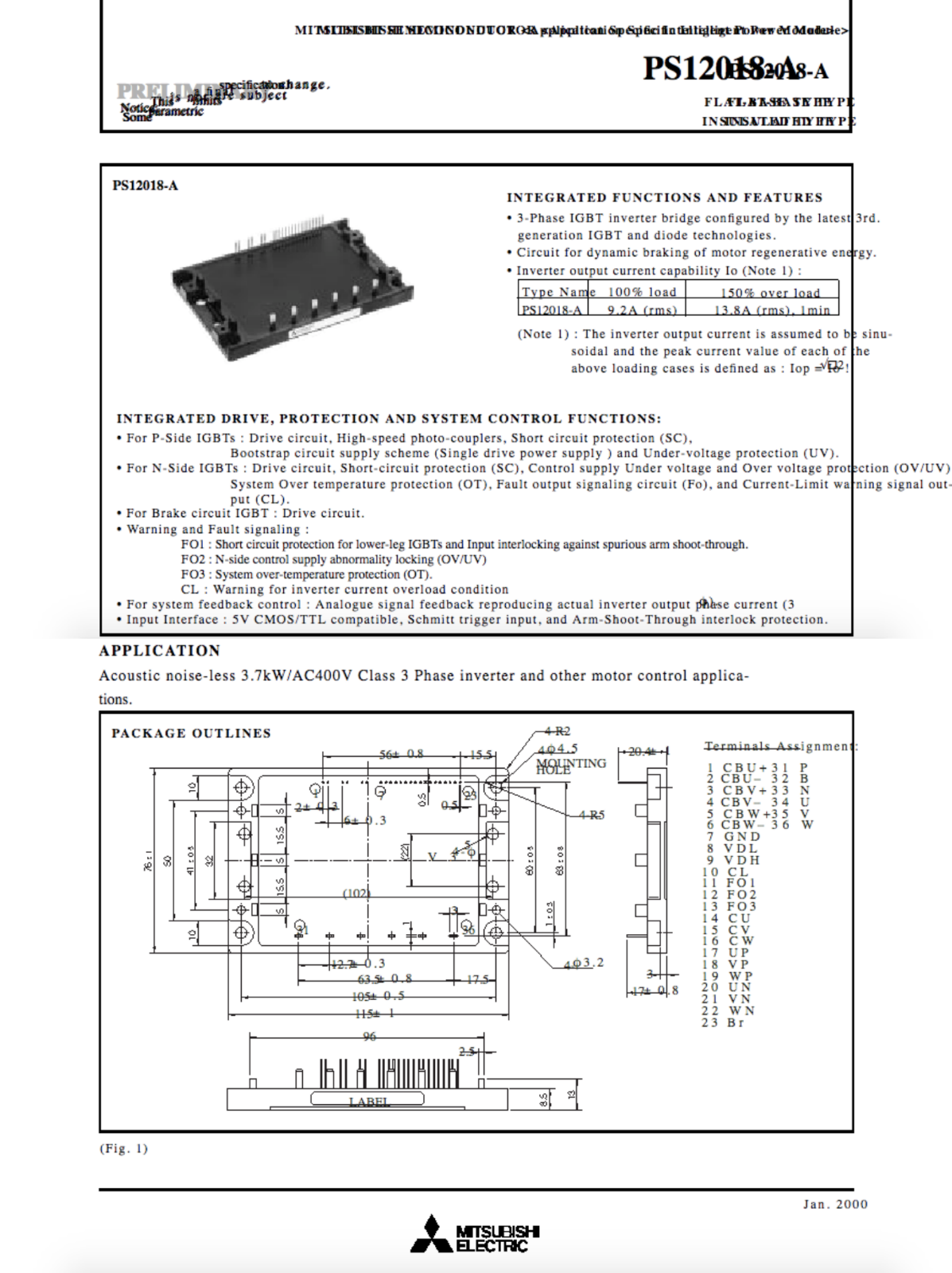 new 1PCS MITSUBISHI PS12018-A power supply module Quality Assurance - MITSUBISHI