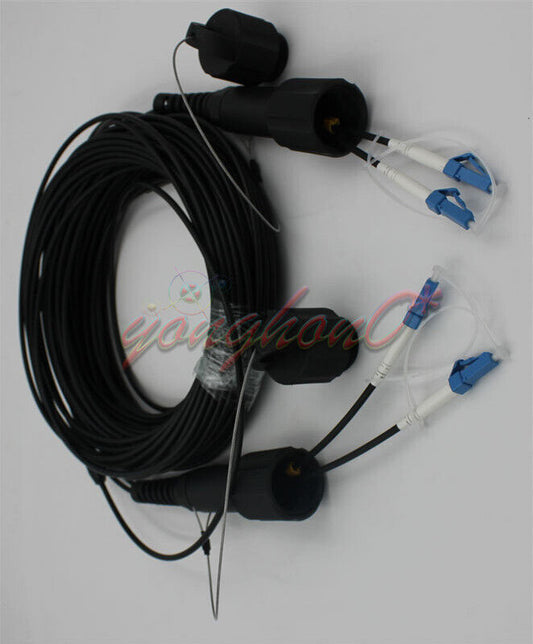 used 150M LC-LC UPC SM Duplex Armored Field TPU Optical Patch Cord Waterproof Head - KOEED