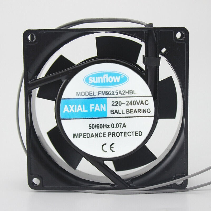sunflow FM9225A2HBL 220V-240VAC 0.07A 9cm 2-Wire Cooling Fan