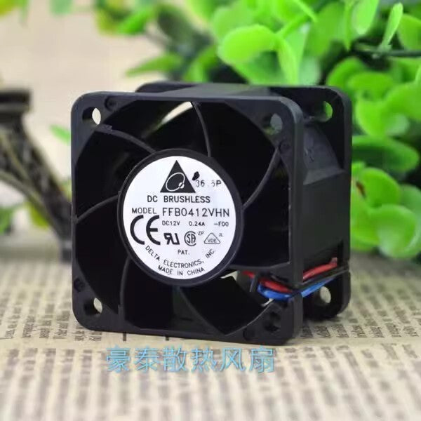 Delta FFB0412VHN-F00 4028 DC12V 0.24A 4CM 3-Wire Server Cooling Fan