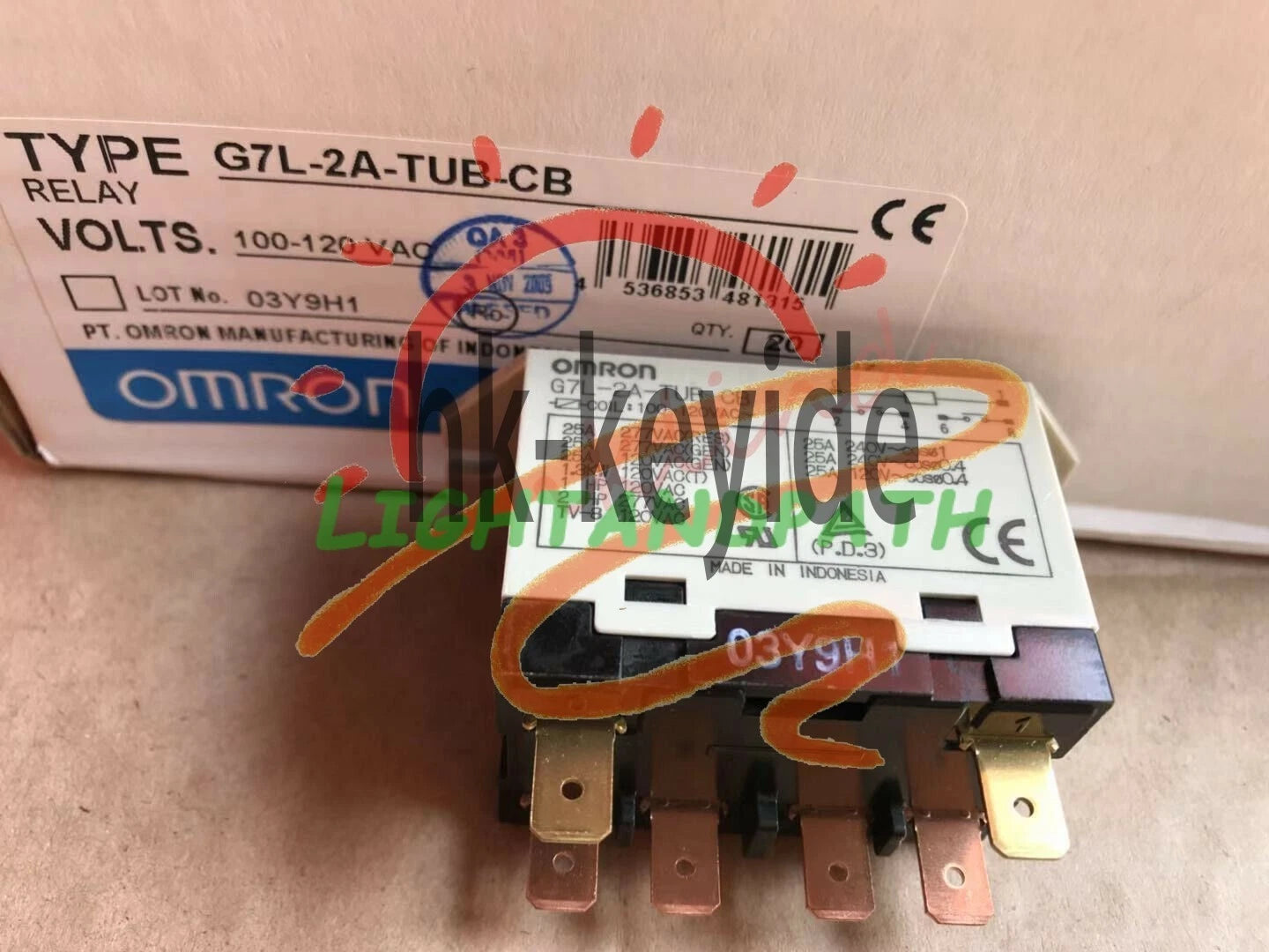 1Pcs OMRON G7L-2A-TUB-CB 100-120VAC Power Relay 6 Pins 25A