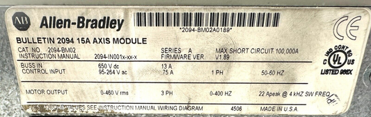 used Allen Bradley 2094-BM02 Kinetix 6000 Servo Drive - ALLEN BRADLEY