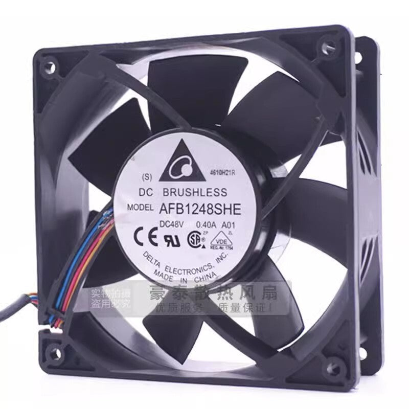 Delta AFB1248SHE 12038 DC48V 0.40A 12CM 4-Wire Dual-Ball Ball Server Cooling Fan