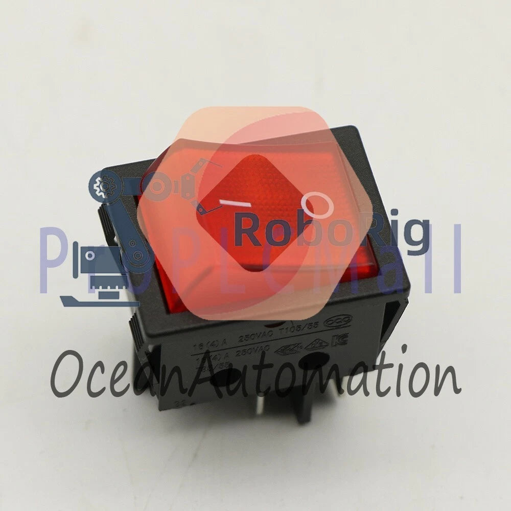 1PC LECI RS606 2position 4pin Rocker Switch 16A250V T105/55 Red with Lamp~
