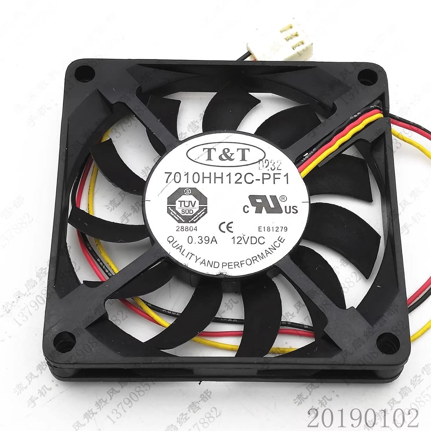 T&T 7010HH12C-PF1 7010 DC12V 0.39A 7CM 3-Pin Cooling Fan