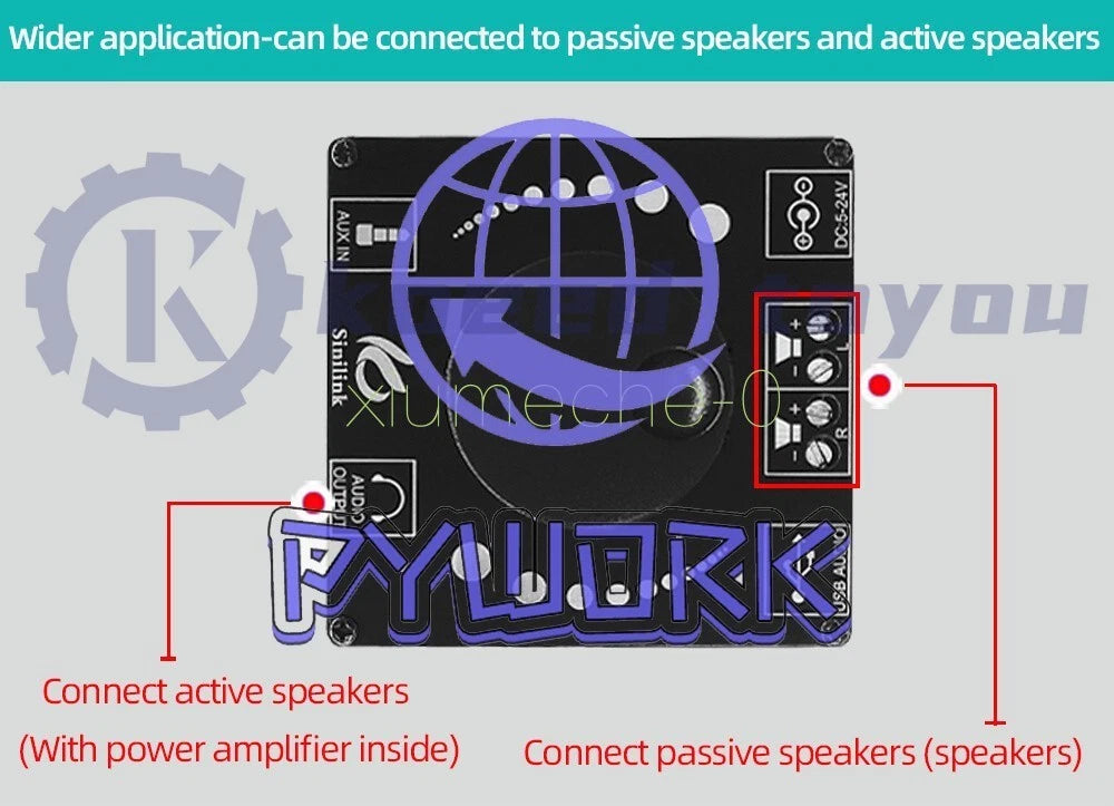 50Wx2 TPA3116D2 HIFI AUX USB Bluetooth 5.0 Audio Stereo Digital Amplifier Board