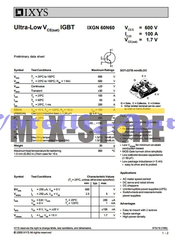 1PCS Module IXYS IXGN60N60 Quality Assurance