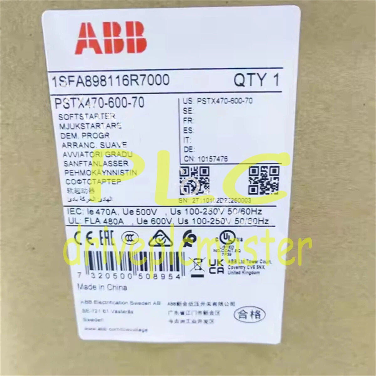 ABB PSTX470-600-70 1SFA898116R7000 Soft Starter 470A 250KW #dr