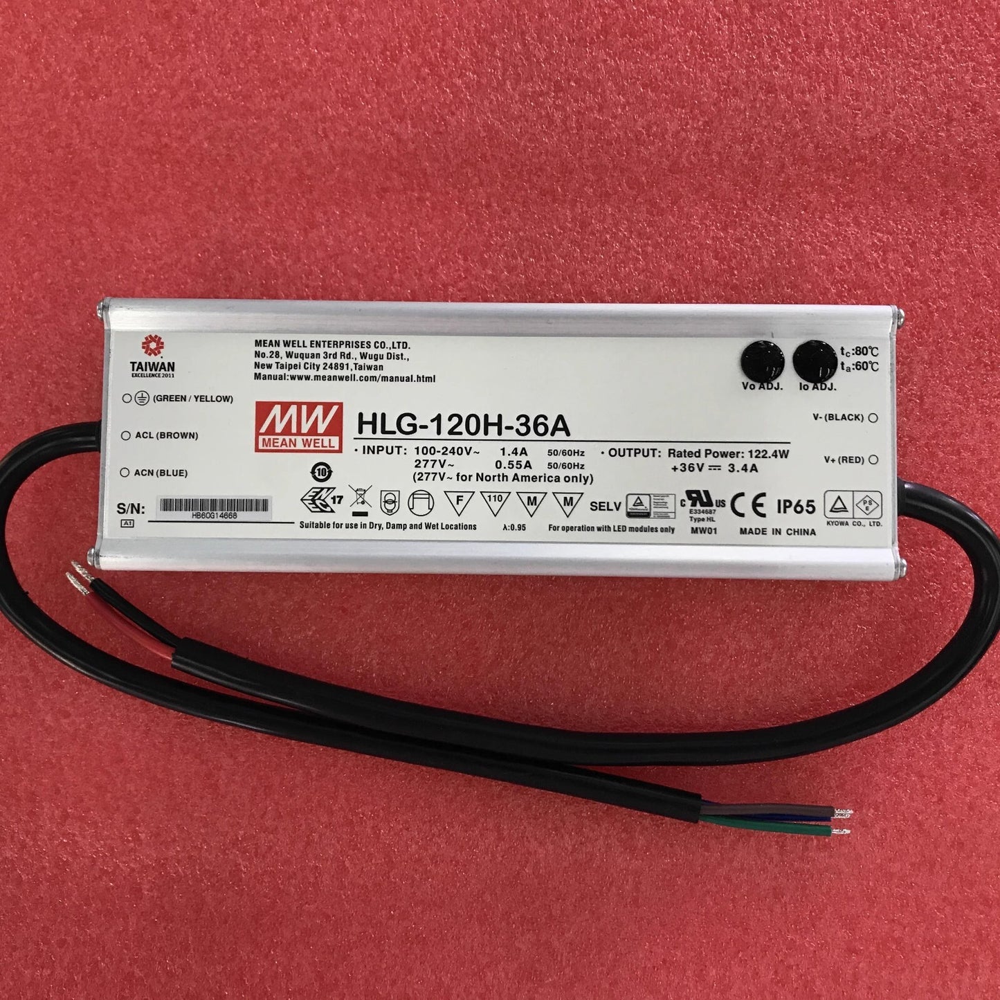 Meanwell HLG-120H-36A 36V 3.4A Waterproof LED Power Supply