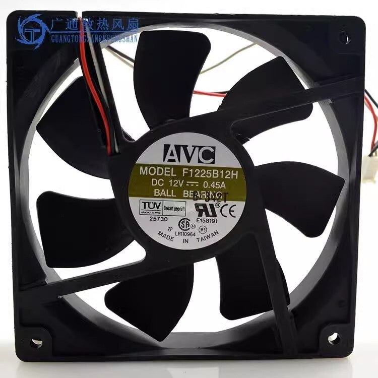 AVC F1225B12H 12025 DC12V 0.45A 12CM 3-Pin Dual Ball Cooling Fan